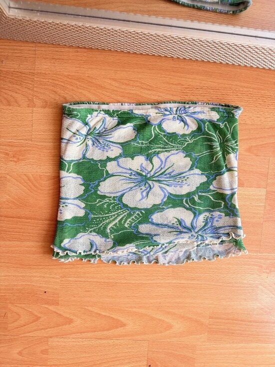 Free People Tops - Free People Strapless Tube Top Green White Floral Bohemian Boho Festival SMALL
